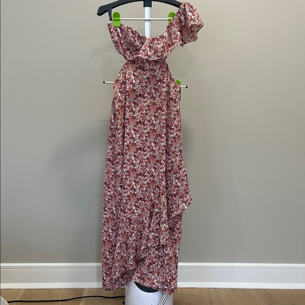 Vici One Shoulder Dress - Red Floral